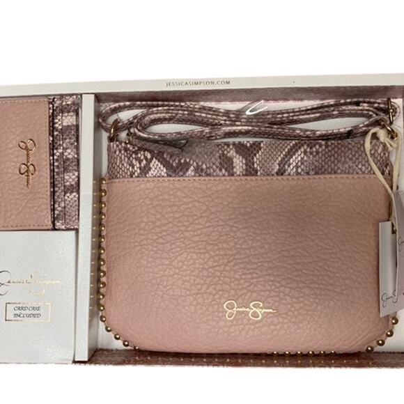 Brand New JESSICA SIMPSON2 PCs GIFT SET In Soft BLUSH Crossbody Purse Very Cute! - Picture 1 of 8